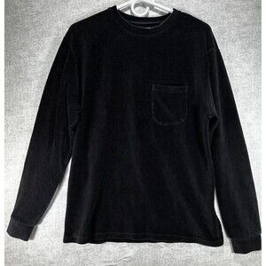 La Paz Portugal Black Velvet Velour Crew Neck Pullover Sweatshirt Cotton Blend M